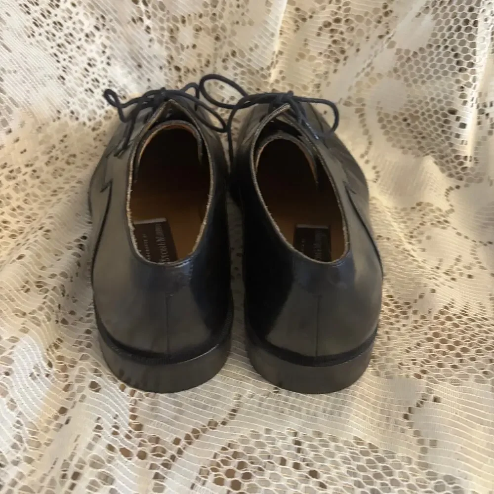 Johnston & Murphy Men's US 8.5 Black Leather Square Toe Oxfords Shoes